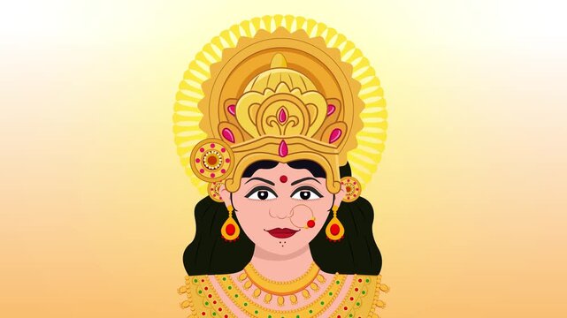 Mata Rani Durga Puja Navratri Hindu Festival Devotional Animation