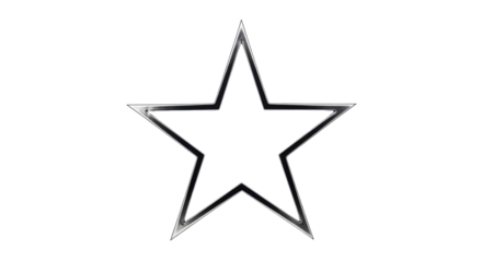 Isolated metallic five point star shape, 3D render for award, achievement, decoration