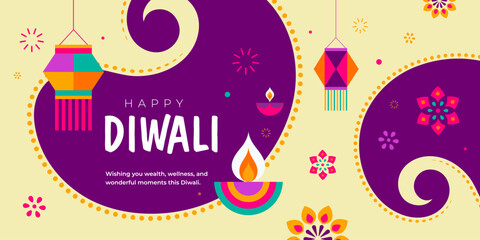 Obraz na płótnie Canvas Creative Diwali Festival Background Template Design Vector Illustration 
