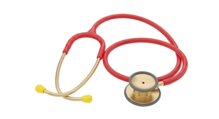 Isolated red stethoscope on a bright surface, essential tool for health care professionals