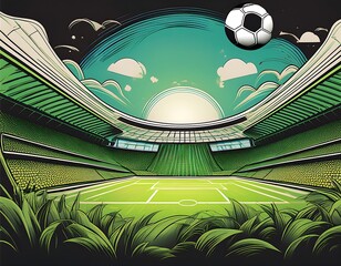 Soccer stadium at night