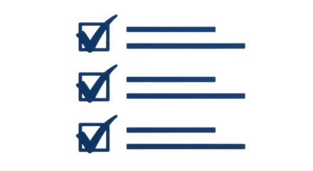 Isolated check list indicating completed tasks in blue color, simple design for graphic usage