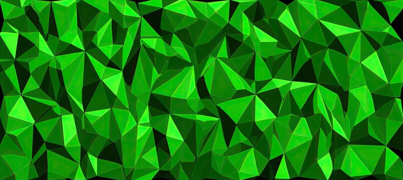 Abstract geometric pattern of vibrant green triangles