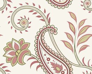 Traditional paisley floral pattern seamless background