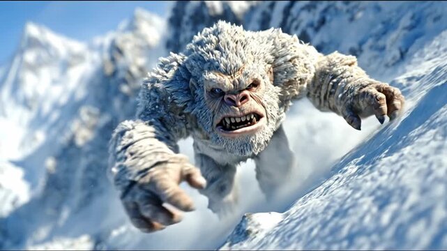 Cryptid creature on snowy mountain