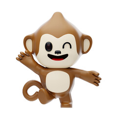 Monkey Jumping For Joy 3D Character Illustration.