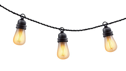 String lights with warm, glowing bulbs