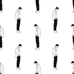 Pattern silhouettes of people drawn by brush. Brush strokes in the form of black silhouettes of people,silhouette of man on white background.