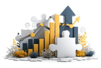 Growth, puzzle, teamwork, and data visualization