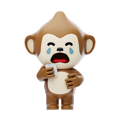 Crying Monkey 3D Character Illustration.