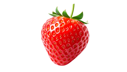 Strawberry, fruit, red, fresh, ripe, single, isolated, seeds, calyx, green, natural, juicy, realistic, healthy, sweet, delicious, summer, organic, vibrant, glossy, detailed, high-resolution, PNG, tran