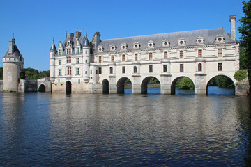 river cher and gothic and renaissance castle (chenonceau) in france 