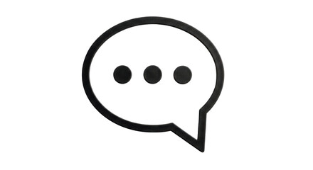 Isolated chat bubble icon with three dots, minimalist communication or message symbol