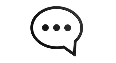 Isolated chat bubble icon with three dots, minimalist communication or message symbol