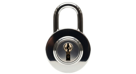 Isolated round padlock on a bright background, protecting assets with a metallic lock