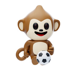 Monkey Playing Ball 3D Character Illustration.