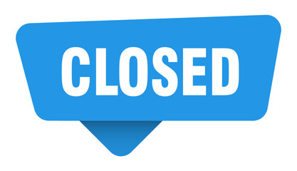closed sticker. closed blue sign isolated on transpatent background