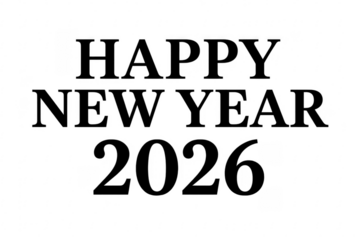 Happy new year 2026 greeting on transparent background