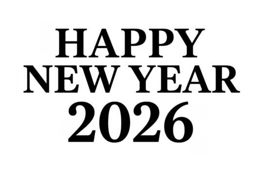 Happy new year 2026 greeting on transparent background - Powered by Adobe