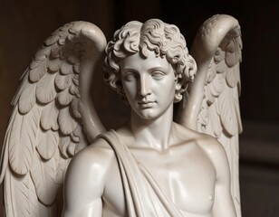 Close-up of a marble angel statue
