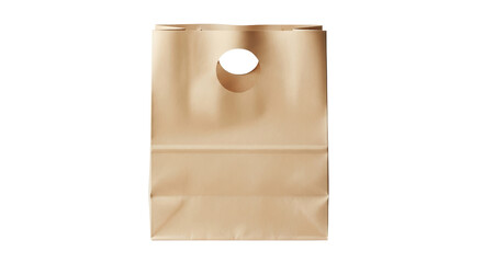 Isolated brown kraft paper bag with cutout handle for food or merchandise shop, pack
