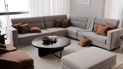 Interior visualization scene 3d render