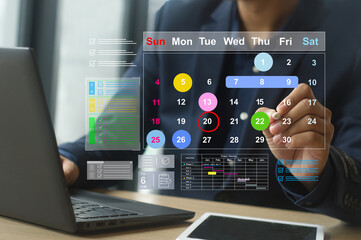 Scheduling with a calendar. time management, appointment, checklist, project management, deadline tracking, booking, task planning, productivity, and efficiency workflow  