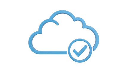 Isolated cloud computing concept with check mark for successful online connection