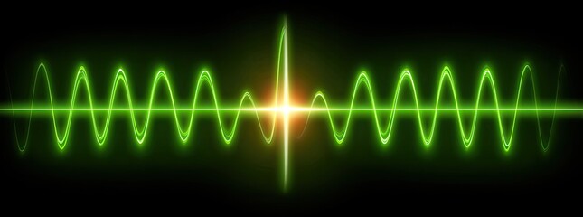 Bright green wave patterns on a black background