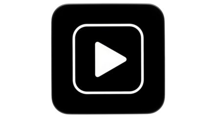 Isolated simple black button with white triangle play icon for apps or website design