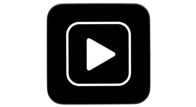 Isolated simple black button with white triangle play icon for apps or website design