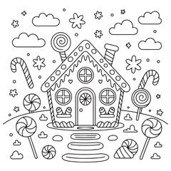 Cute Cartoon Coloring Pages for Kids &ndash; Black and White Line Art Illustration