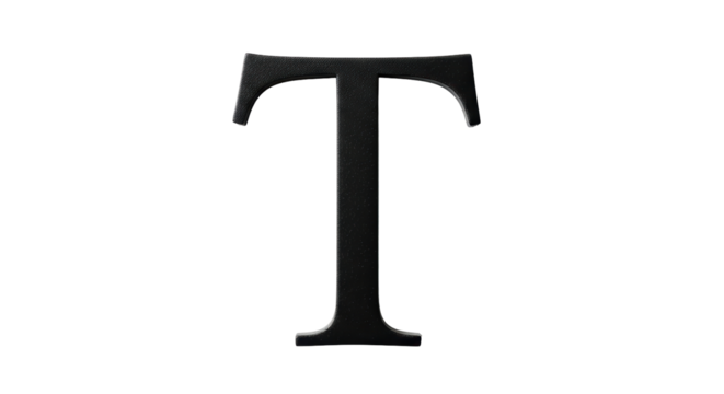 Isolated Dark Textured Capital Letter T, Alphabet Initial, Typography Element, Character