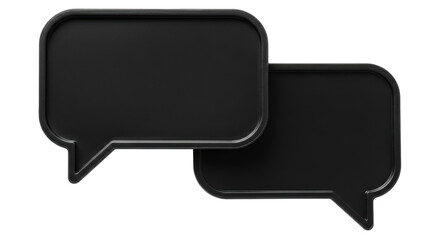 Isolated Blank Black Speech Bubble Graphics, Communication Signs, Two Geometric Chat Symbols