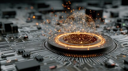 Digital globe on circuit board