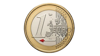 One euro coin with a golden ring isolated on white background