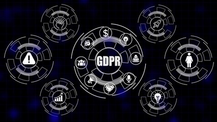 Obraz premium G D P R data protection concept with icons for security privacy and business GDPR compliance