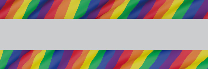 Abstract wavy rainbow background. LGBTQ flag with white copy space