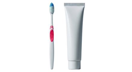 Isolated toothpaste and toothbrush set for daily dental hygiene, oral care and health