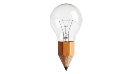 Isolated pencil and light bulb symbolizing idea creativity and innovation concept
