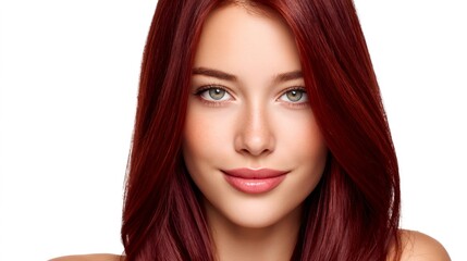 Fototapeta premium Beautiful model showing long red hair and perfect skin