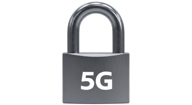 Isolated Padlock Featuring "5G" Symbol for Network Security and Wireless Technology Concepts