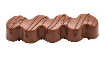 Isolated delicious chocolate bar with light syrup pattern atop for snacking enjoyment