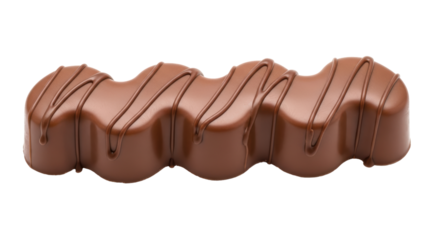 Isolated delicious chocolate bar with light syrup pattern atop for snacking enjoyment