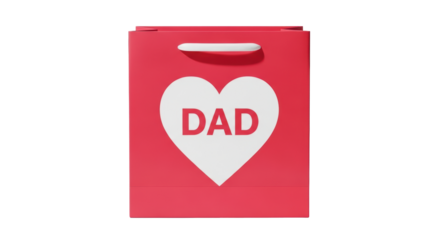 Isolated red shopping bag with white heart symbol for Father's Day gift for dad