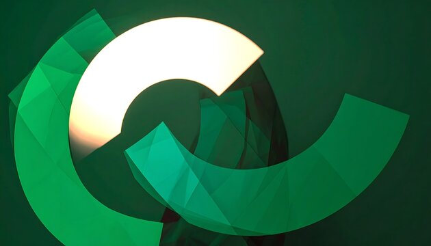 Abstract geometric shapes in vibrant green and white