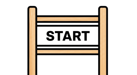 Isolated Start sign on wooden gate, road sign, beginning concept, fresh beginning, goal pursuit