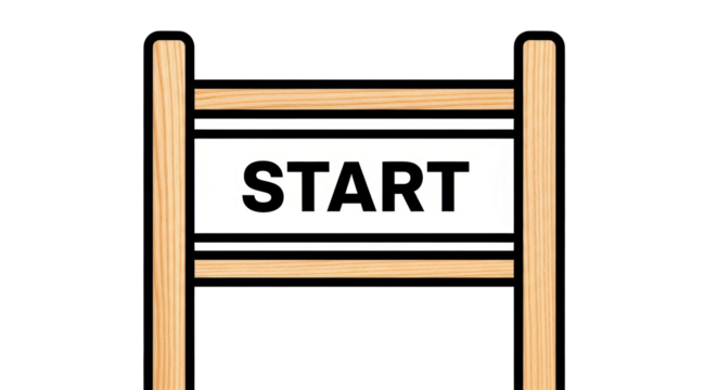 Isolated Start sign on wooden gate, road sign, beginning concept, fresh beginning, goal pursuit
