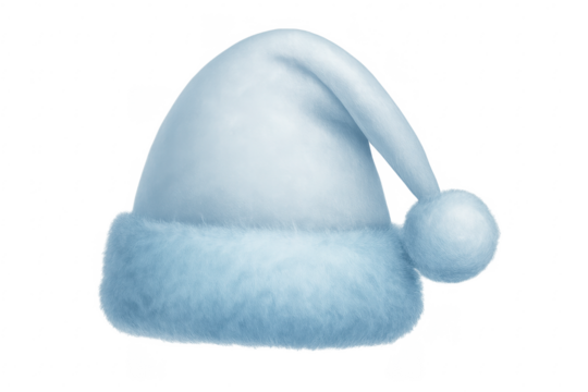 Light blue santa claus hat isolated on transparent background