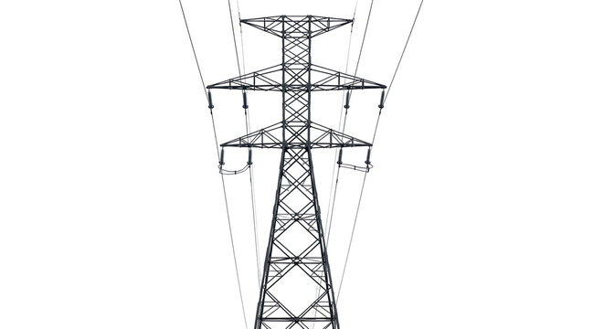 Isolated Transmission Tower Electrical Pylon Infrastructure Steel Structure, High Voltage Powerline